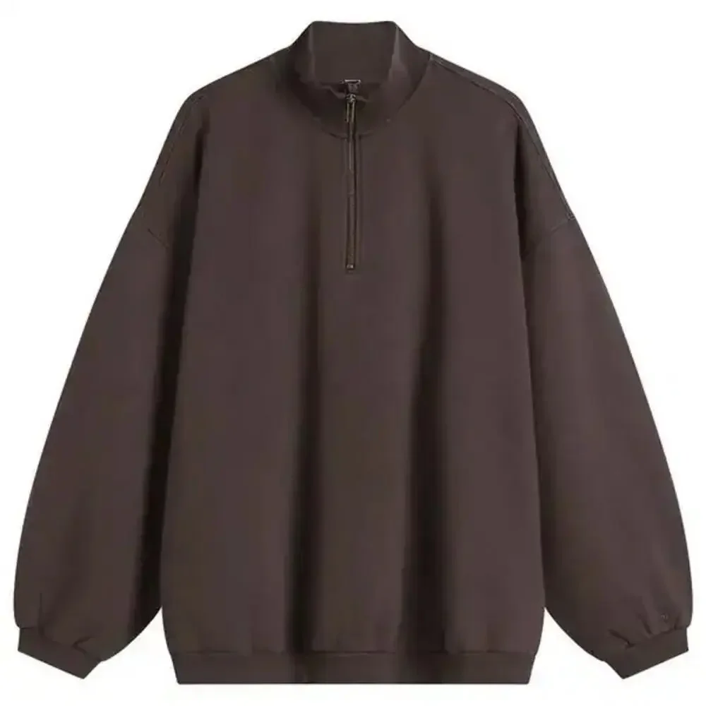 SKIMS Boyfriend Slouchy Quarter Zip Oversized Sweater Large Color Espresso - Picture 4 of 9